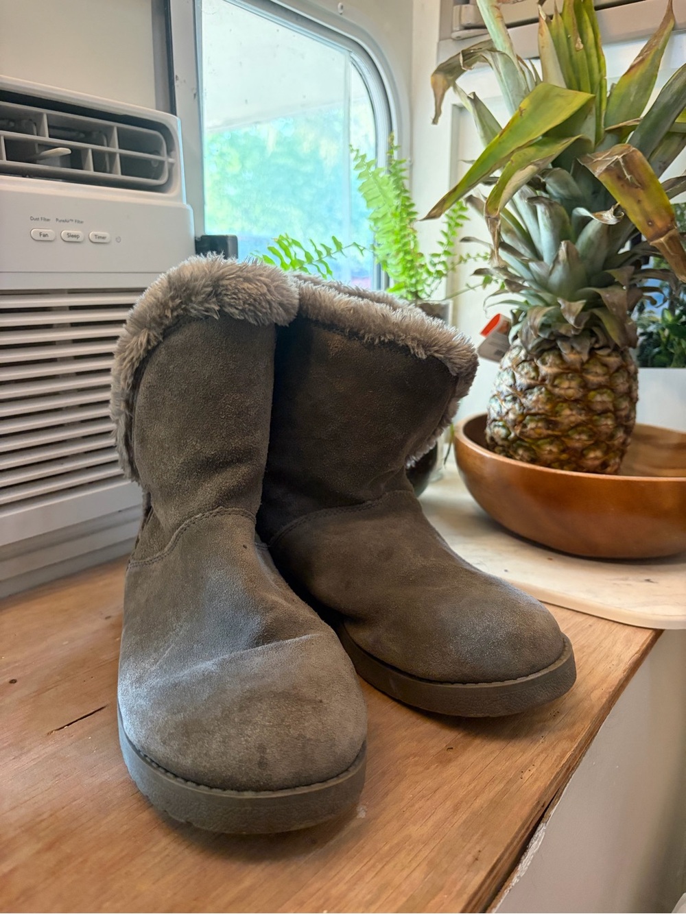 Cozy Y2K Women's genuine suede Fur Lined Ankle Boots - Gray